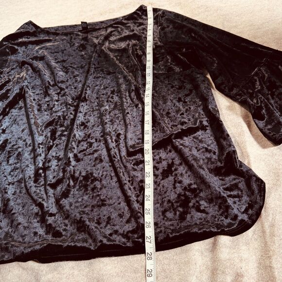 Black velour velvet bell sleeve tunic top womens 3X whimsigoth peasant holiday - Picture 3 of 8